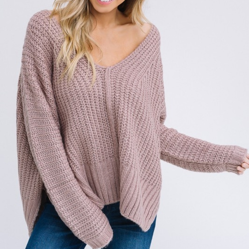 NWT Mocha V-Neck Sweater - Picture 5 of 8